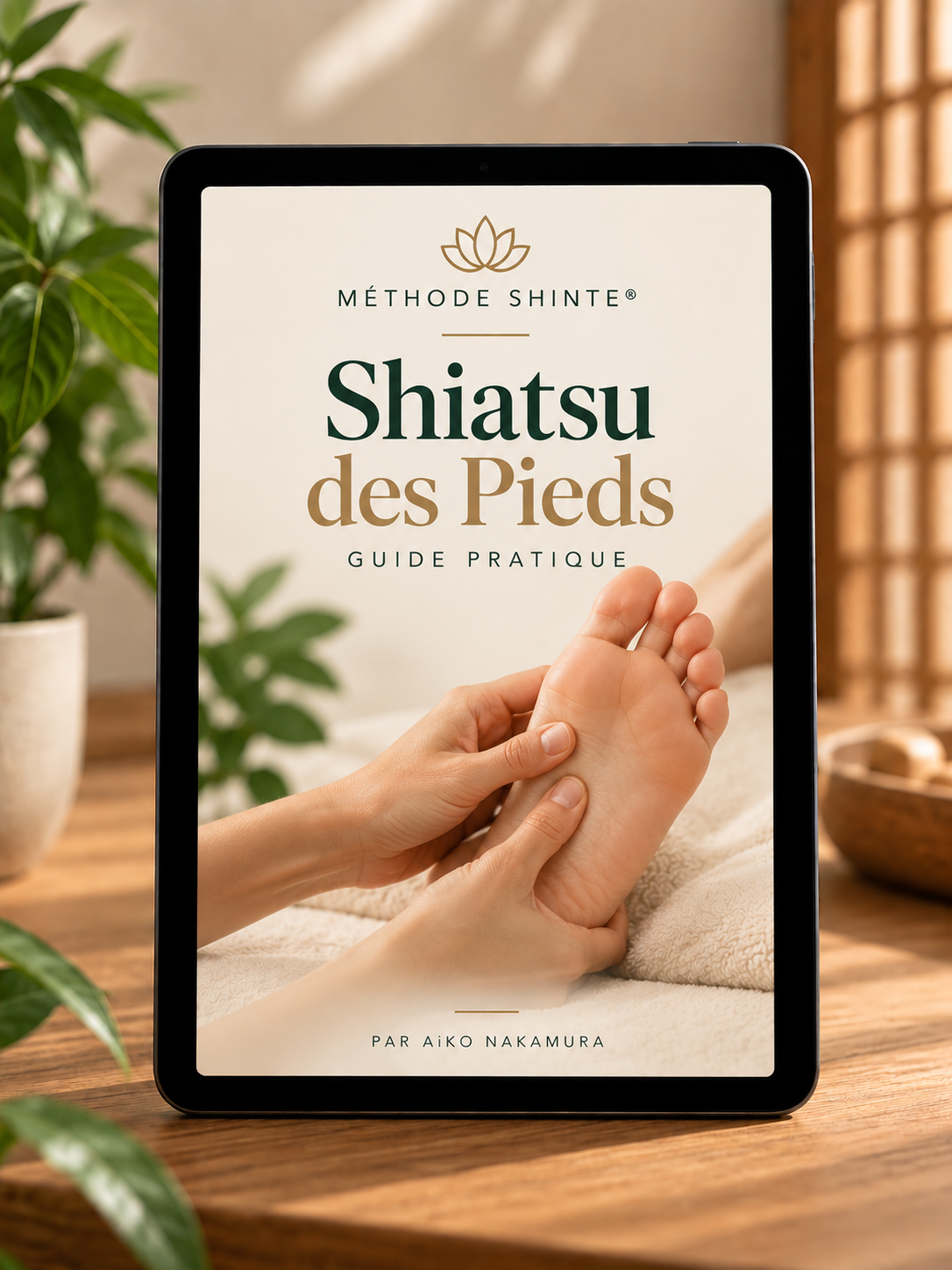 Méga Bonus Shiatsu des Pieds présenté sur tablette