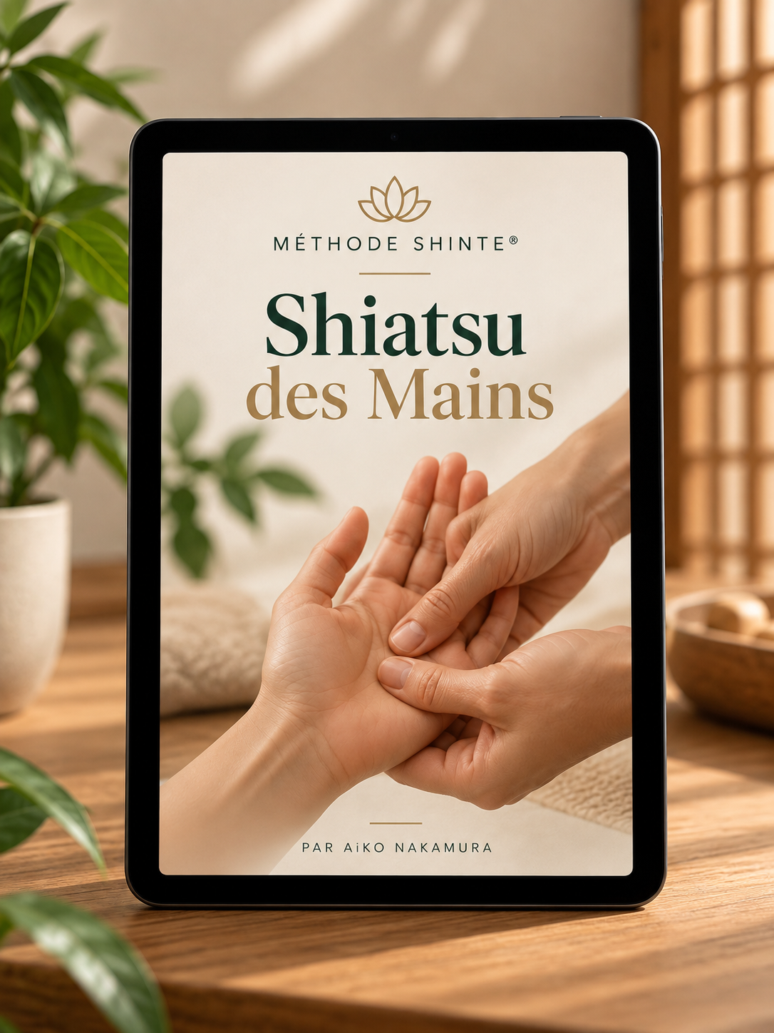 Méthode SHINTE — Shiatsu des Mains présentée sur tablette